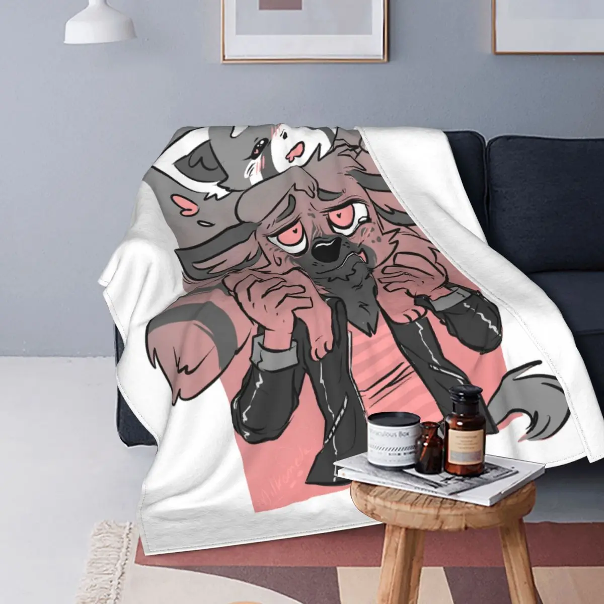 Aggretsuko Aggressive Retsuko Karaoke Flannel Throw Blanket Haida Hyena Blankets for Bedding Outdoor Thin Bedding Throws