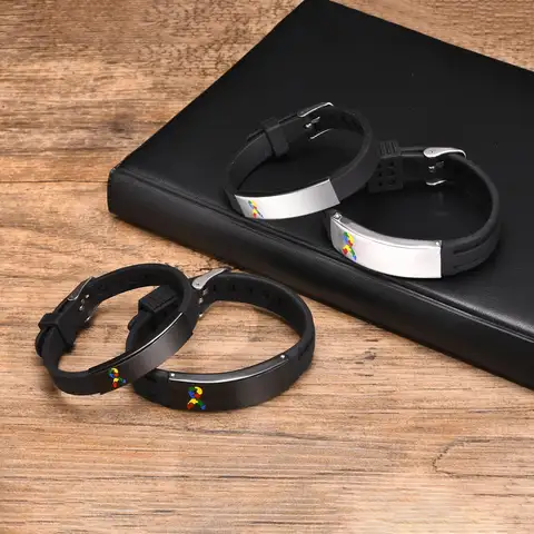 Vnox 12mm/16mm व्यक्तिगत ऑटिज़्म जागरूकता ब्रेसलेट, पुरुषों और महिलाओं के लिए कस्टम मेडिकल अलर्ट ID ब्रेसलेट, एंटी-लॉस्ट एडजस्टेबल ब्रेसलेट 6 best sales चिकित्सा कंगन - №2