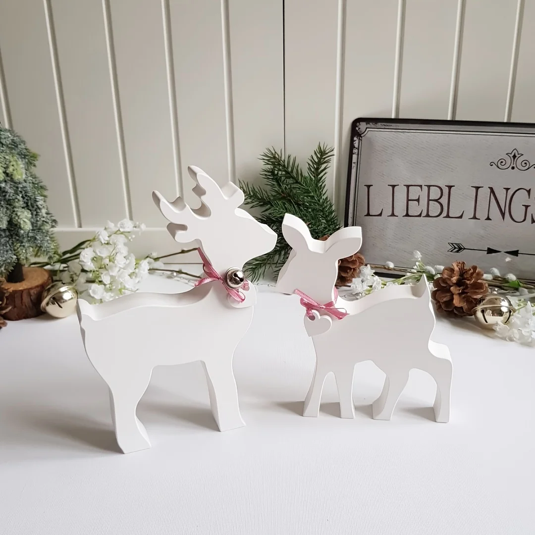 قوالب سيليكون لزينة عيد الميلاد قطعتان - زخرفة الرنة للحرف اليدوية الراتنج والأسمنتية #5