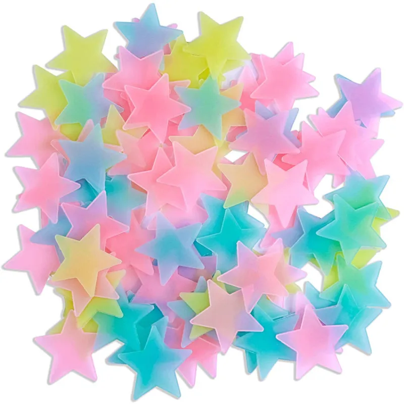 100PCS/Bag 3CM Glow In The Dark Toys Luminous Star Stickers Bedroom Sofa Fluorescent Painting Toy PVC Stickers For Kids Room