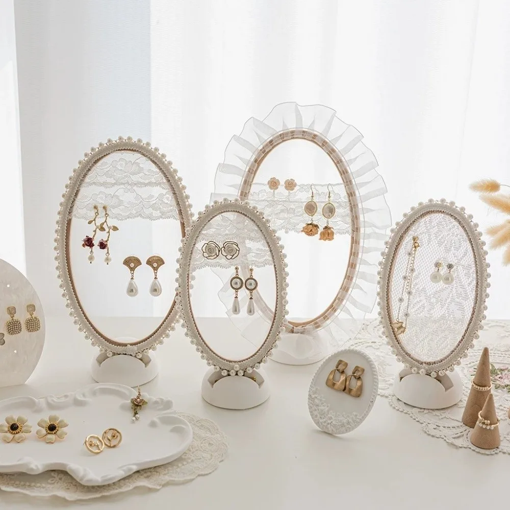 

Wooden Frame Embroidery Lace Earrings Stand Flower Macrame Ear Studs Holder Plaster Base Pearl Jewelry Display Rack