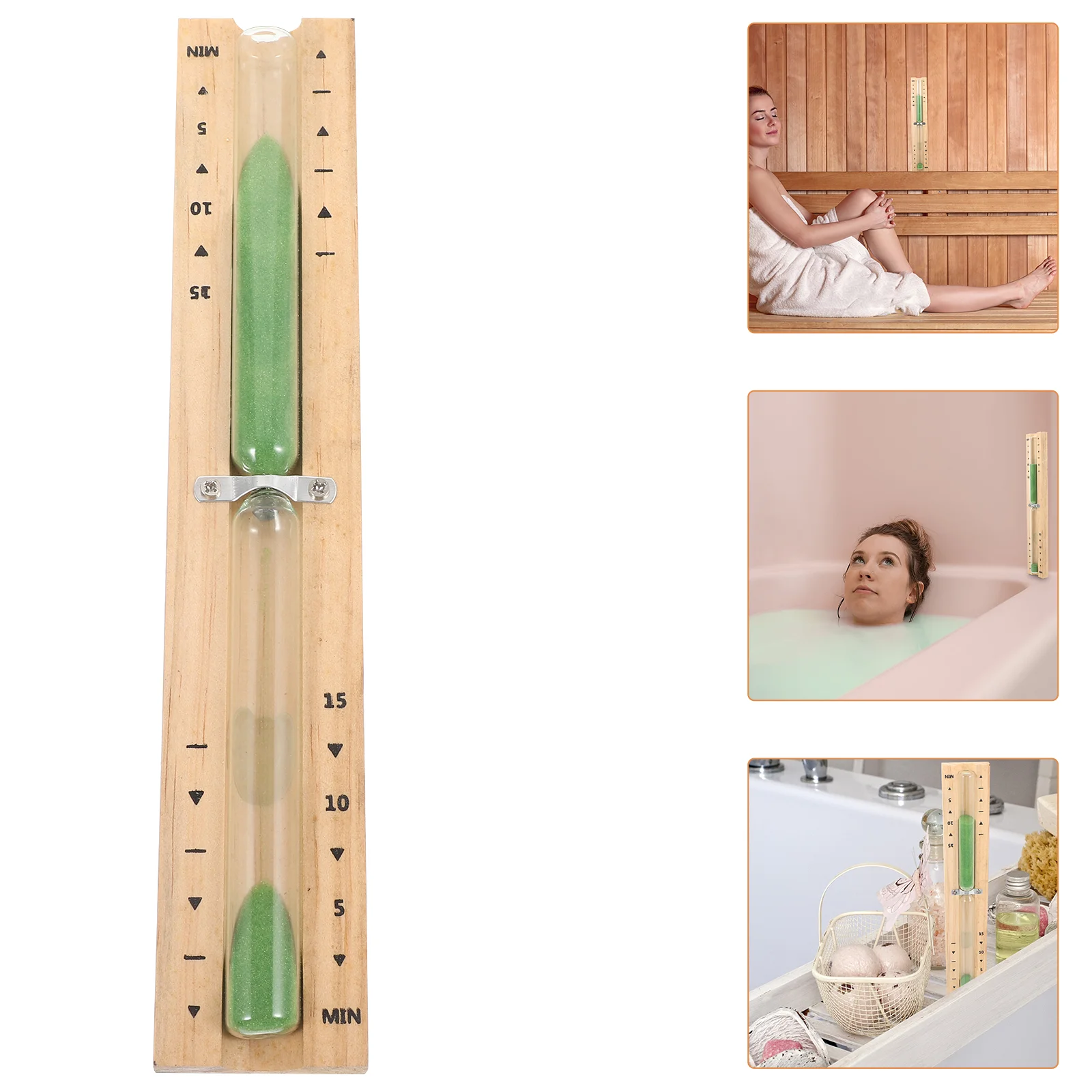 

Cooking Timers for Kitchen with Alarm Wooden Hourglass Sauna Room Dry Steam Green