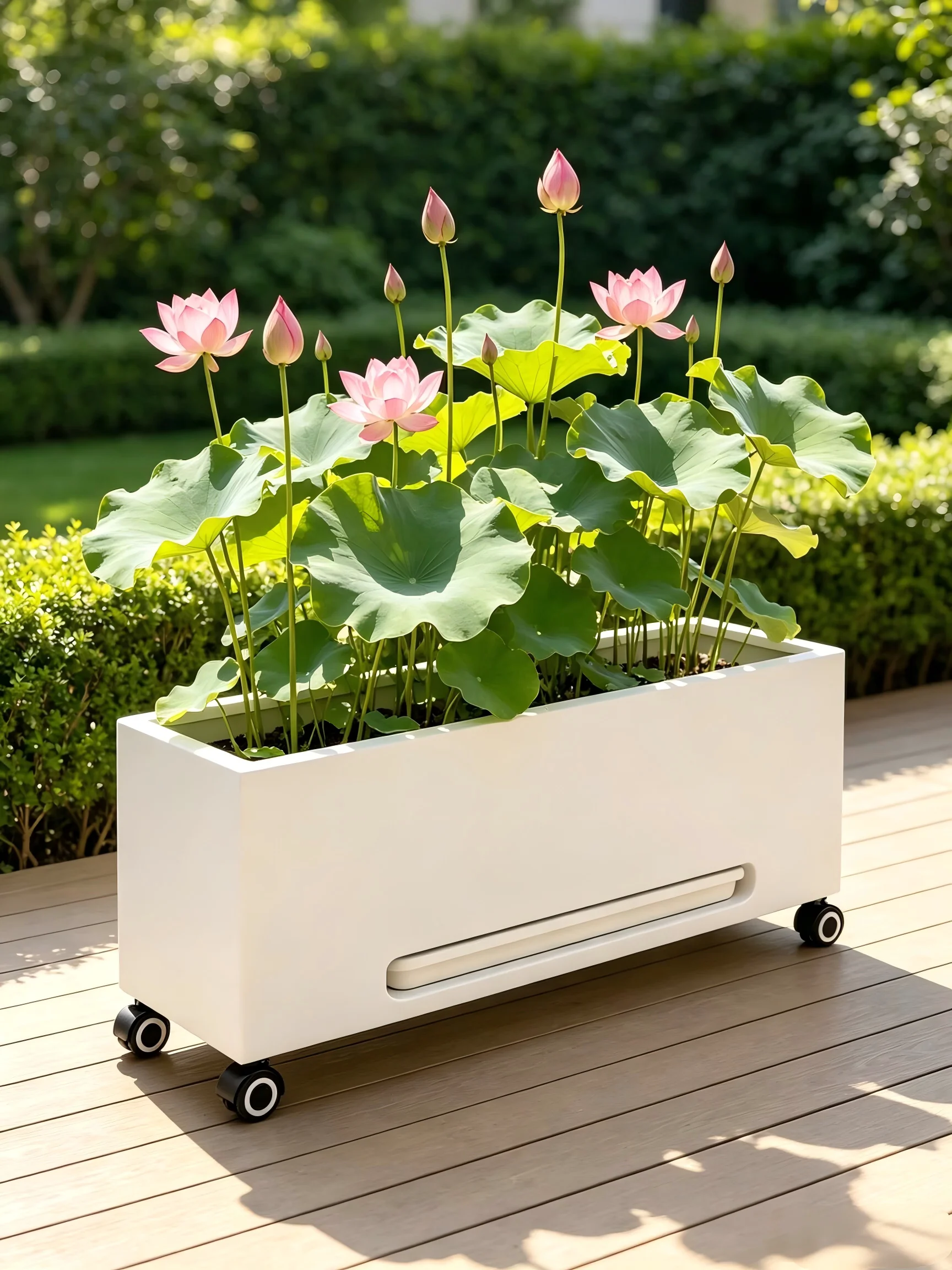 movable flower box Wheeled, with a water tray, made of wrought iron, suitable for outdoor use, office, home, and garden, durable