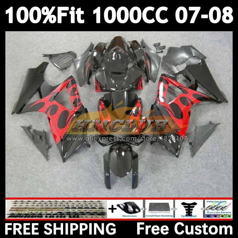 

Injection Body For SUZUKI GSXR-1000 flames red K7 GSX-R1000 2007 2008 29No.17 GSXR1000 1000CC GSXR 1000 CC 07 08 OEM Fairing