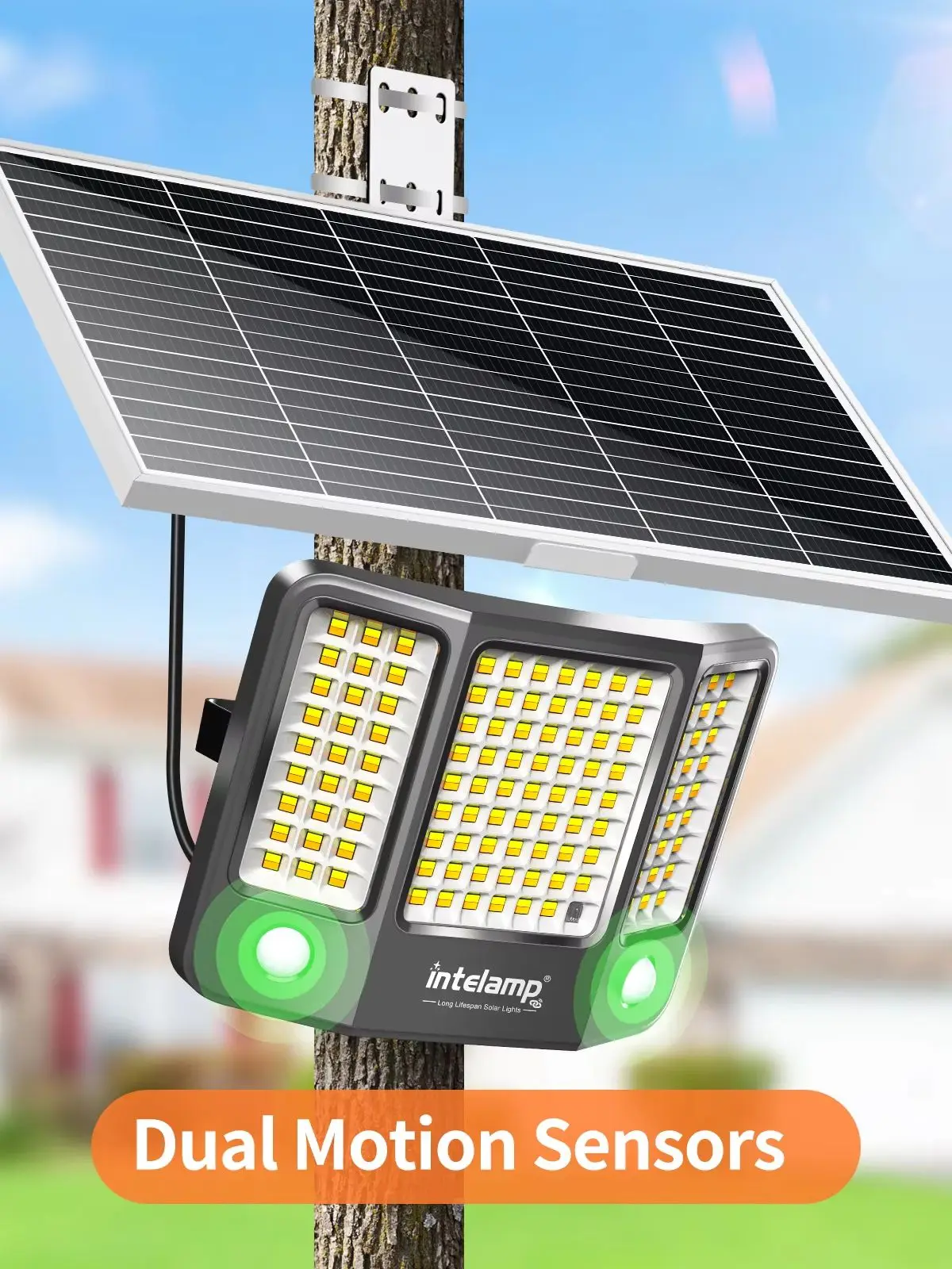 Intelamp Top-Marke Lange Batterielaufzeit 20000mAh Outdoor-Solar-Flutlichter 3 Farben Mit Super Großem Solarpanel 3 Bewegungssensoren 4 Modi Solar-Sicherheitsleuchte Für Hof Garage Einfahrt Hinterhof
