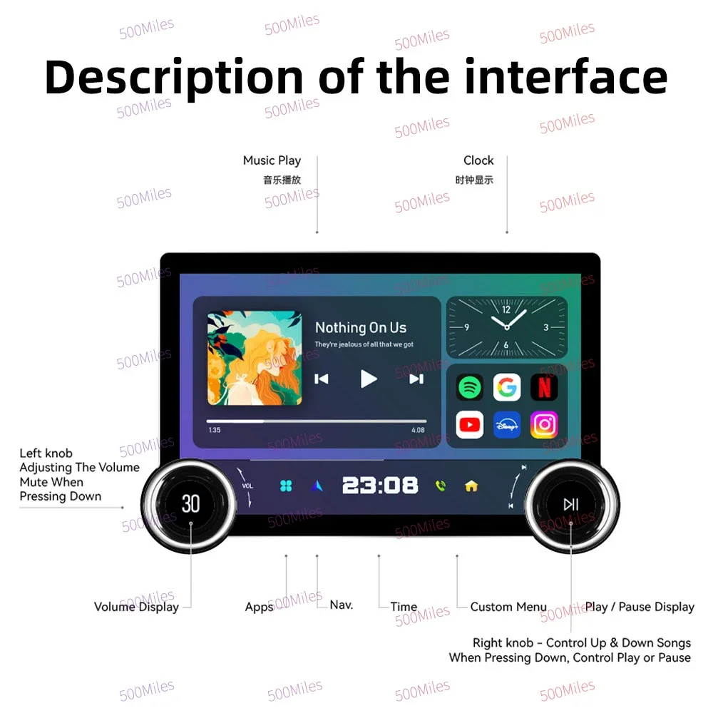 11.8 Inch Screen 2 Din Android Car Radio Navigation Multimedia Carplay GPS 4G WiFi Head Unit Autoradio Car Stereo with Fan