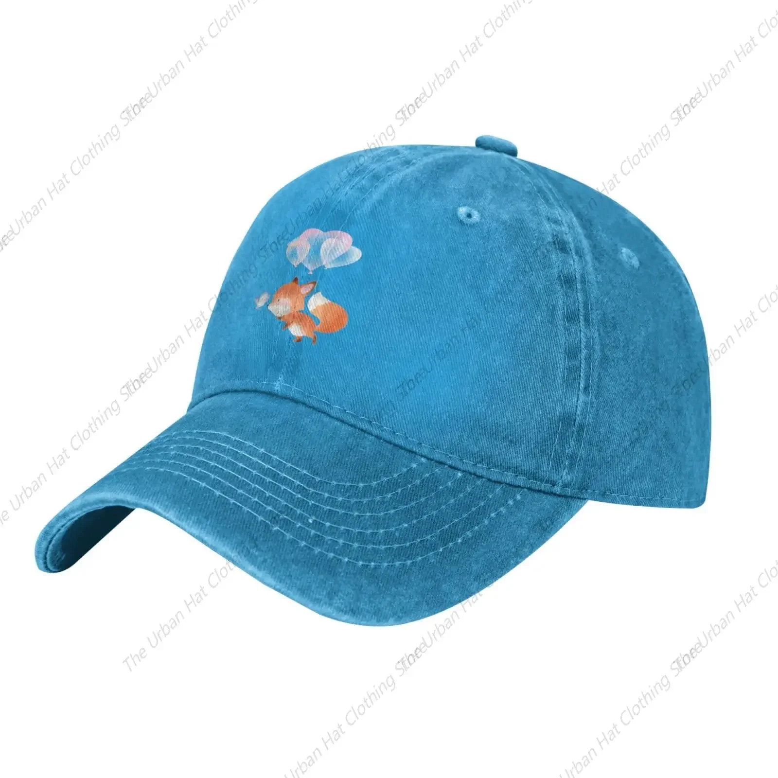 Cute Little Fox Flying with A Balloon Baseball Cap for Men Women Vintage Trucker Hat GuIf Hats Dad Cap for Daily