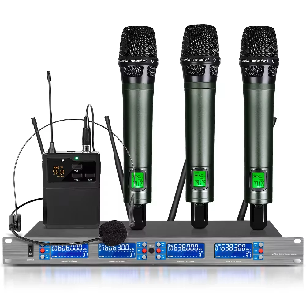 

Professional UHF Metal Dynamic handheld wireless microphone for Stage Conference Karaoke Church Use