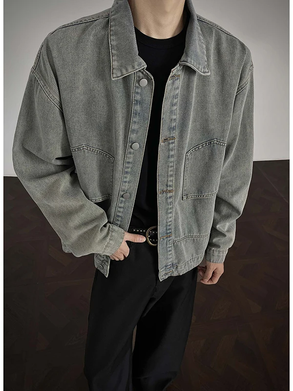 

Мужская джинсовая куртка в американском стиле, повседневная, свободного кроя, для подростков, весна-осень, ретро, модная верхняя одежда