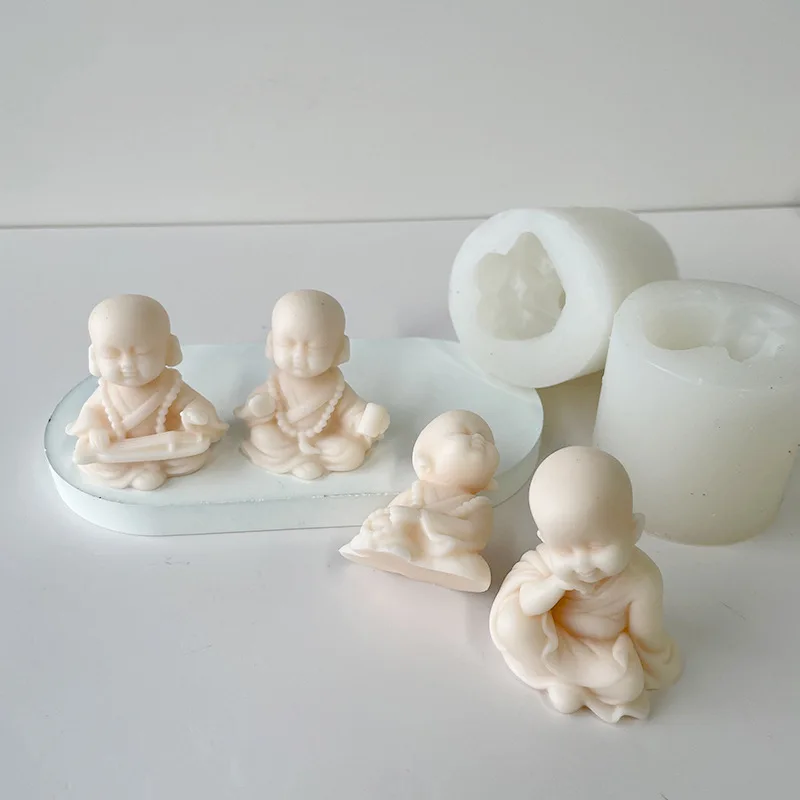 Monk Plaster Candle Making Mould Buddha Statue Crafts Decoration Silicone Mold