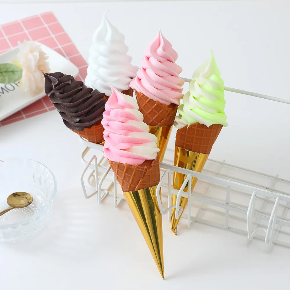 

100PCS Aluminum Foil Paper Disposable Ice Cream Holder Solid Color Anti-soiling Ice Cream Cone Sleeve Hand-held Thickened
