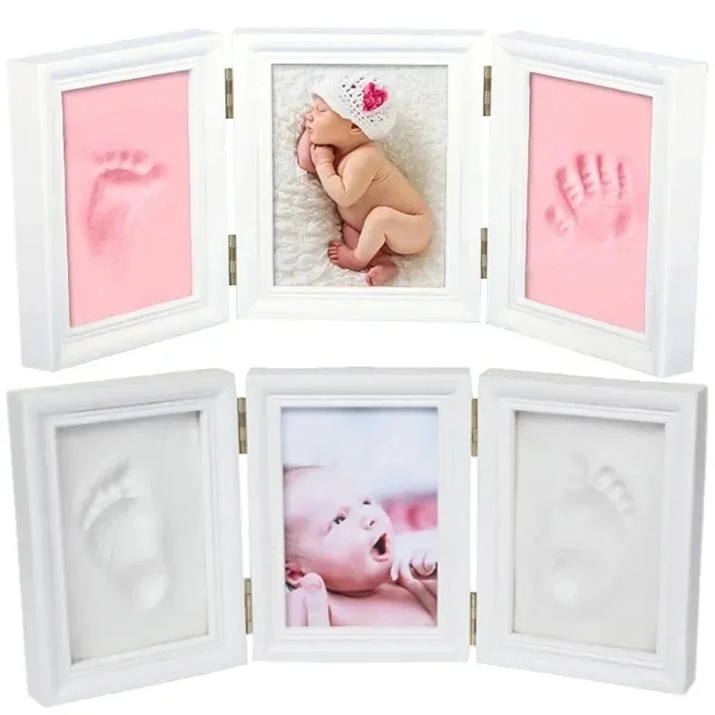 Newborn Baby Handprints and Footprints Photo Frame with Clay Kit Baby Boy Girls Souvenirs Toys Gifts Baby Products Home Decor