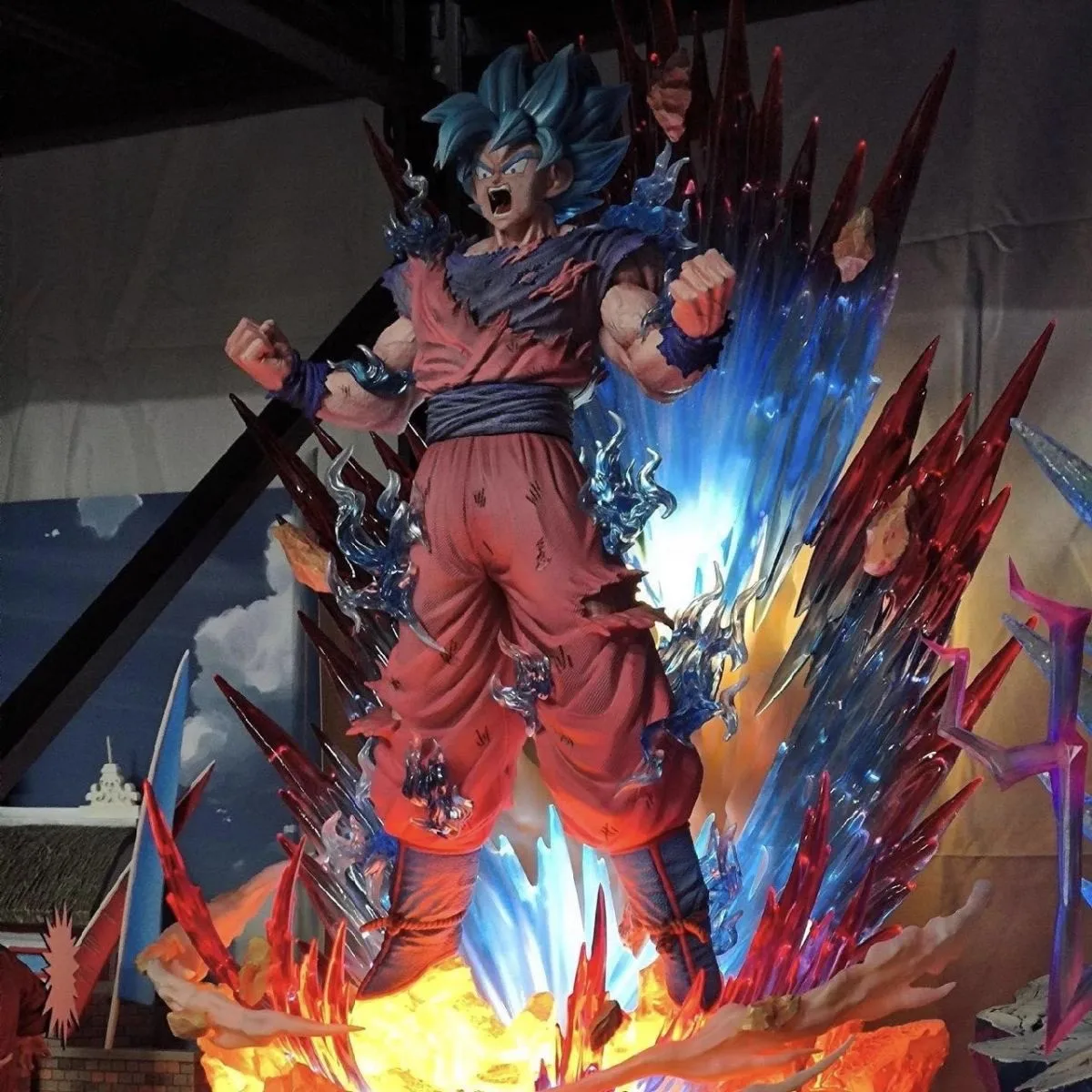 45 センチメートルドラゴンボール悟空超サイヤ人神超サイヤ人アニメフィギュアモデル像ボーイズコレクションデスクトップ装飾装飾おもちゃ