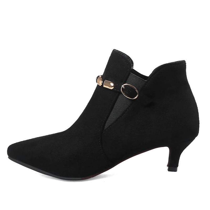 Retro Gray Red Green Women Boots Vintage Ankle Boots For Women Fashion Buckle Women\'s Short Boots Shoes Ladies Large Size