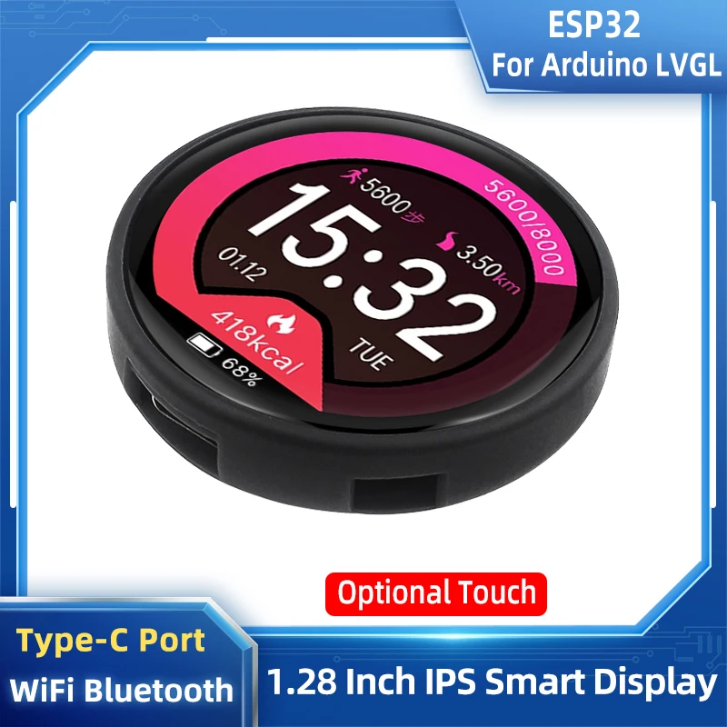 1.28 Polegada IPS Smart Display ESP32 para Arduino LVGL WIFI e Placa de Desenvolvimento Bluetooth 240*240 Módulo TFT LCD com Toque WROOM