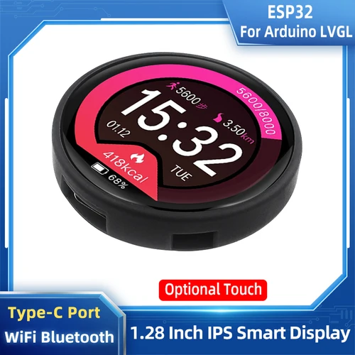 Pantalla inteligente IPS ESP32 de 1,28 pulgadas para Arduino LVGL, placa de desarrollo con WIFI y Bluetooth, módulo TFT LCD de 240x240 con Touch WROOM