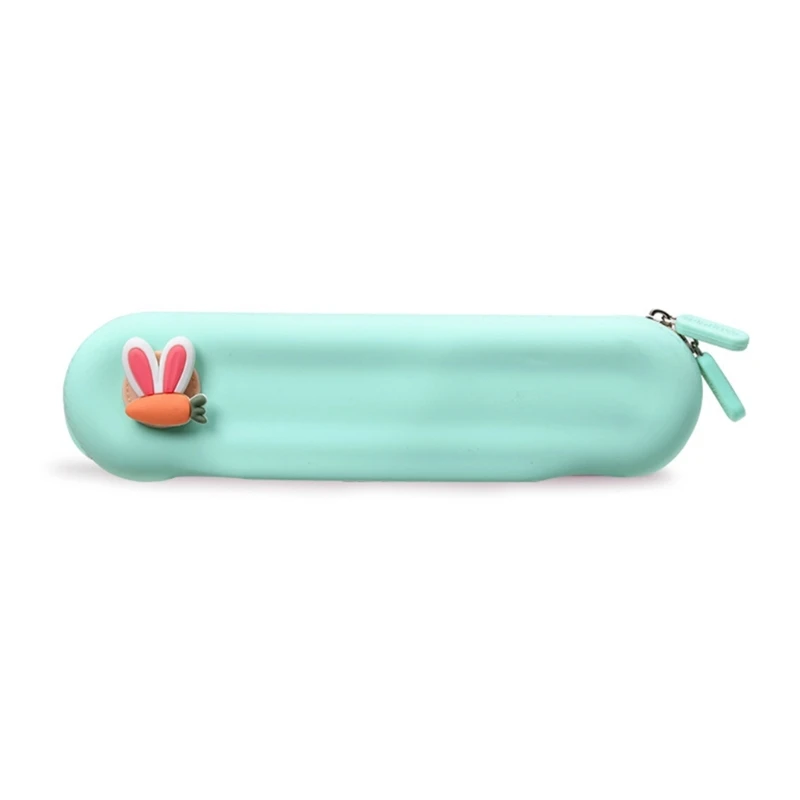 Silicone Pencil Pen Case Cartoon Stationery Bag Pen Holder Waterproof Makeup Bag Zippered Pen Bag for Office School LX9A