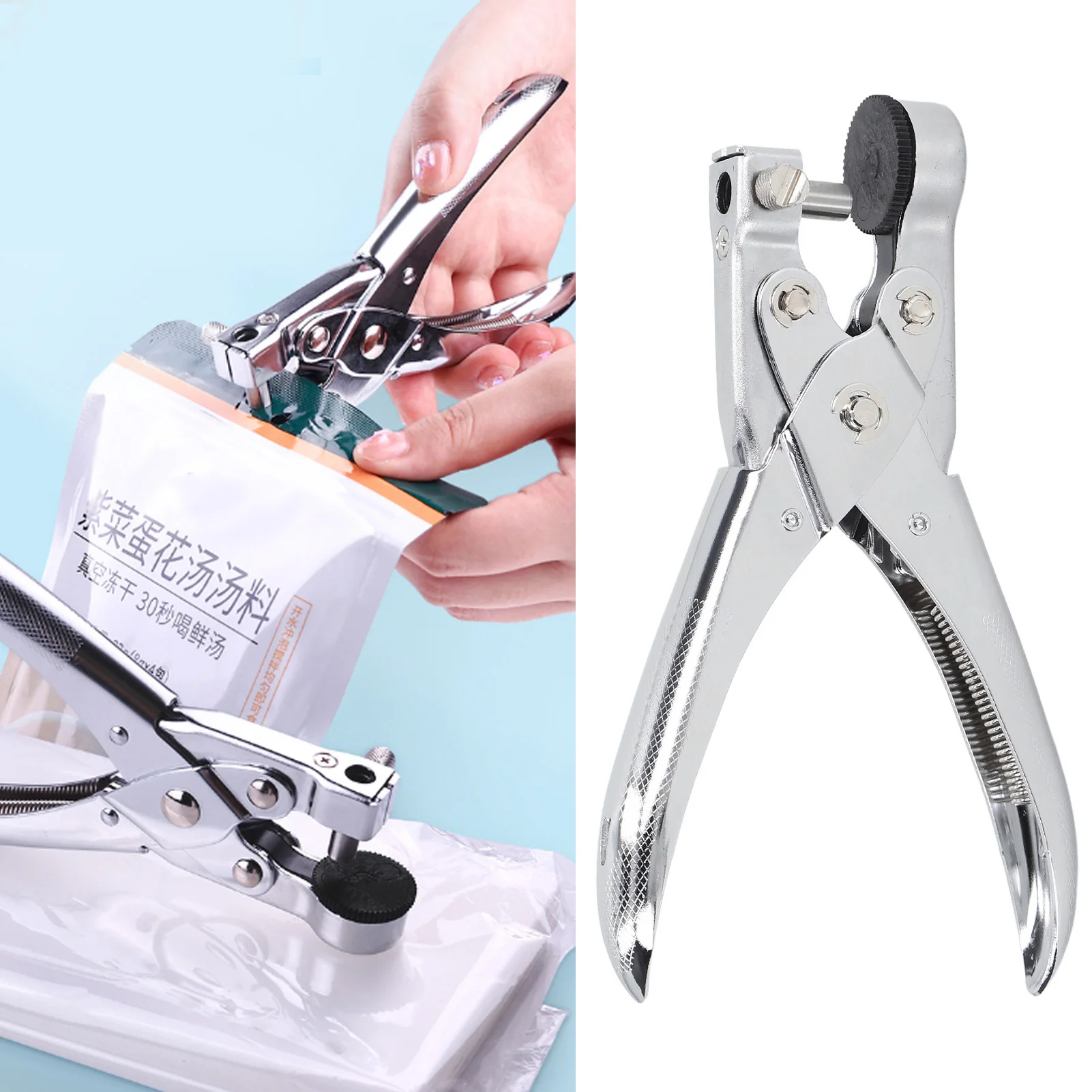 Single Hole Punch Chromed Metal 0.28in Diameter Effort Saving High Hardness One Hole Punch for Plastic Bag Box Single,Hole,Punch