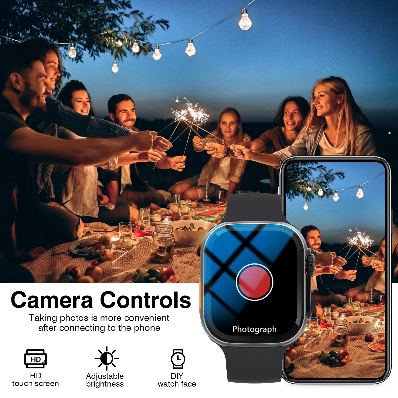 สมาร์ทวอทช์ DIY ปี 2025: โทรไร้สาย, เตือนข้อความ & นับก้าว, หน้าจอทรงเหลี่ยม สายซิลิโคน สำหรับผู้ชายและผู้หญิง