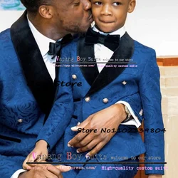 Boys Suits Double Breasted Jacket Pants Wedding Tuxedo Fleece Collar Fashion Clothes Kids Formal Dresses Blazer Set