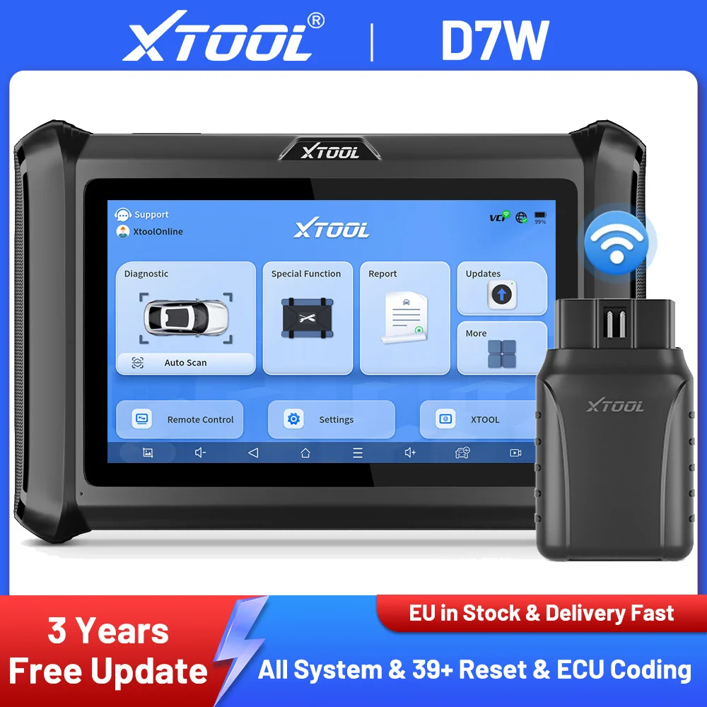 Image of XTOOL D7W WLAN-Diagnosegerät ECU-Codierung Schlüsselprogrammierung Bidirektionales Scannen OBD2 KI-gestützter Allsystem-Automobilscanner CAN FD DoIP FCA AutoAuth OBD OBDII Codeleser 39+
