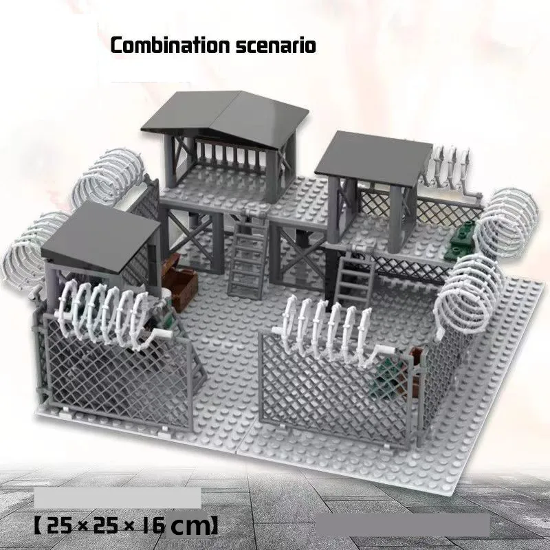 

Набор строительных блоков для мальчиков, база в стиле милитари, мини-армия, WW2