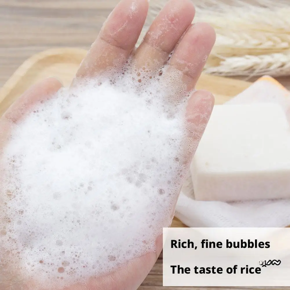 Handgemachte Reismilchseife, Original Milch-Reis-Seife, Seife mit ätherischen Ölen, handgemachte Badeseife, Tiefenreinigende, aufhellende Seife – Detail 4