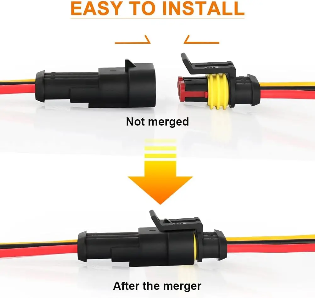 6Pair 3Pin Connector Waterproof, 16AWG 3 Wire Connectors, Automotive Electrical Connectors Male Female Way With Heat Shrink Tube