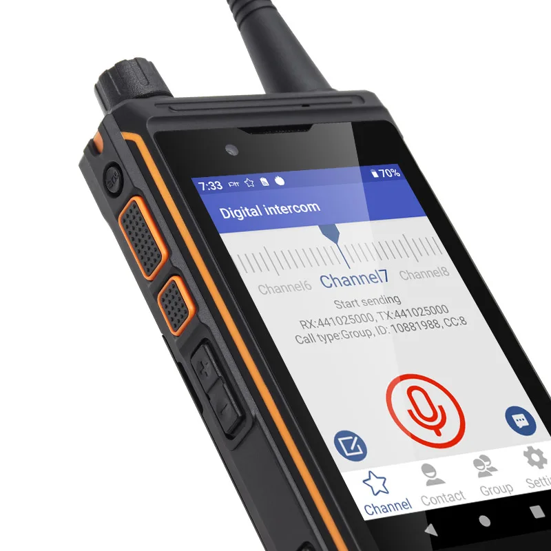 Uniwa MT6762สมาร์ทโฟน P4 4G 64G, IP68กันน้ำ4W DMR อนาล็อก walkie talkie talkie 3000mAh แอนดรอยด์9