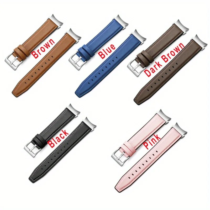 20mm No Gaps Leather Belt For Samsung Galaxy Watch Band 4 6 Classic 47mm/46mm 5 Pro 45mm No Gaps Quick Release Sports Bracelet