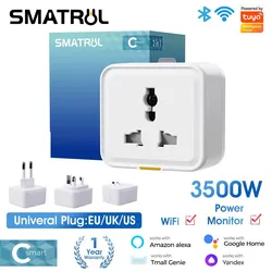 Tuya Smart Home Wireless WIFI Plug Socket UK EU US Universal 16A Travel presa di conversione universale presa Power Monitor Timer