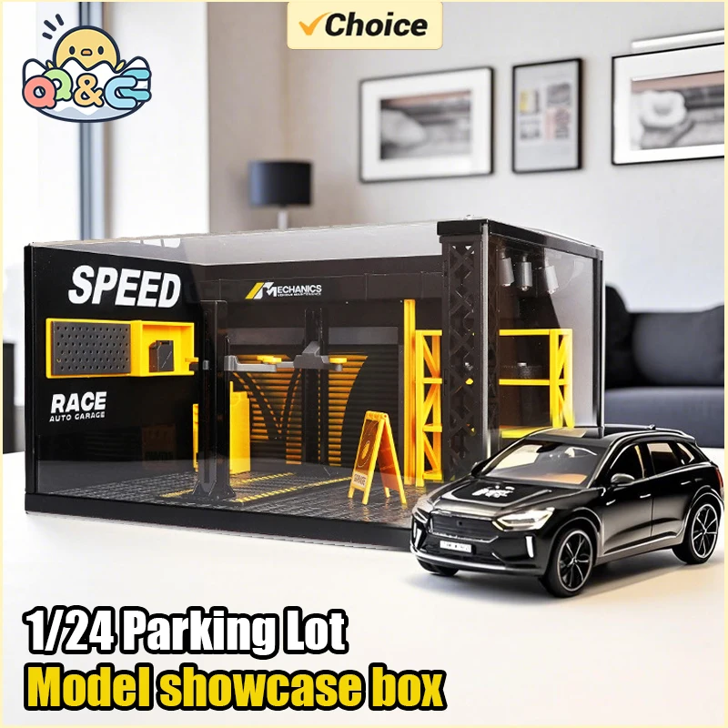 

1/24 Parking Lot Display Decoration Simulation Models Exquisite Alloy Assembly Repair Shop Diecast Garage With Light Toys Gift