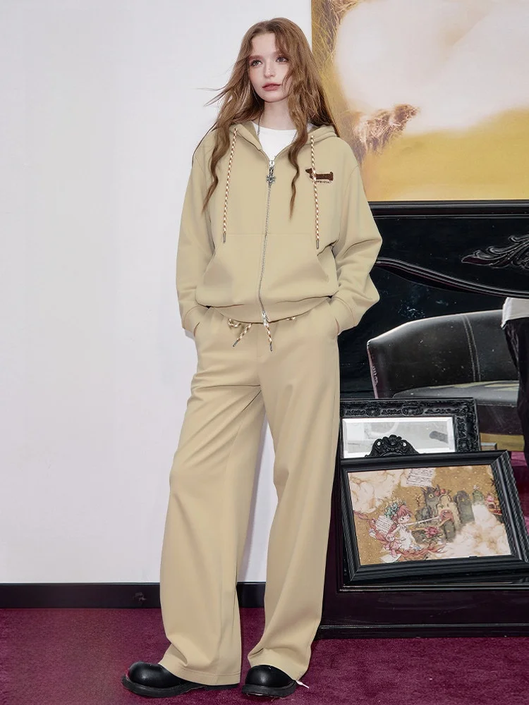 

Elfsa повседневный комплект из толстовки и брюк, вязаная длинная толстовка с капюшоном све для похудения, свободный комплект из двух предметов для женщин, зимняя мода