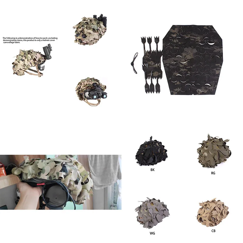 3dリーフジーリーヘルメットカバー、ギリータクティカルヘルメットラップ、伸縮性バンド付き、7色展開、cs、アウトドアゲーム、ハンティング用3dネット