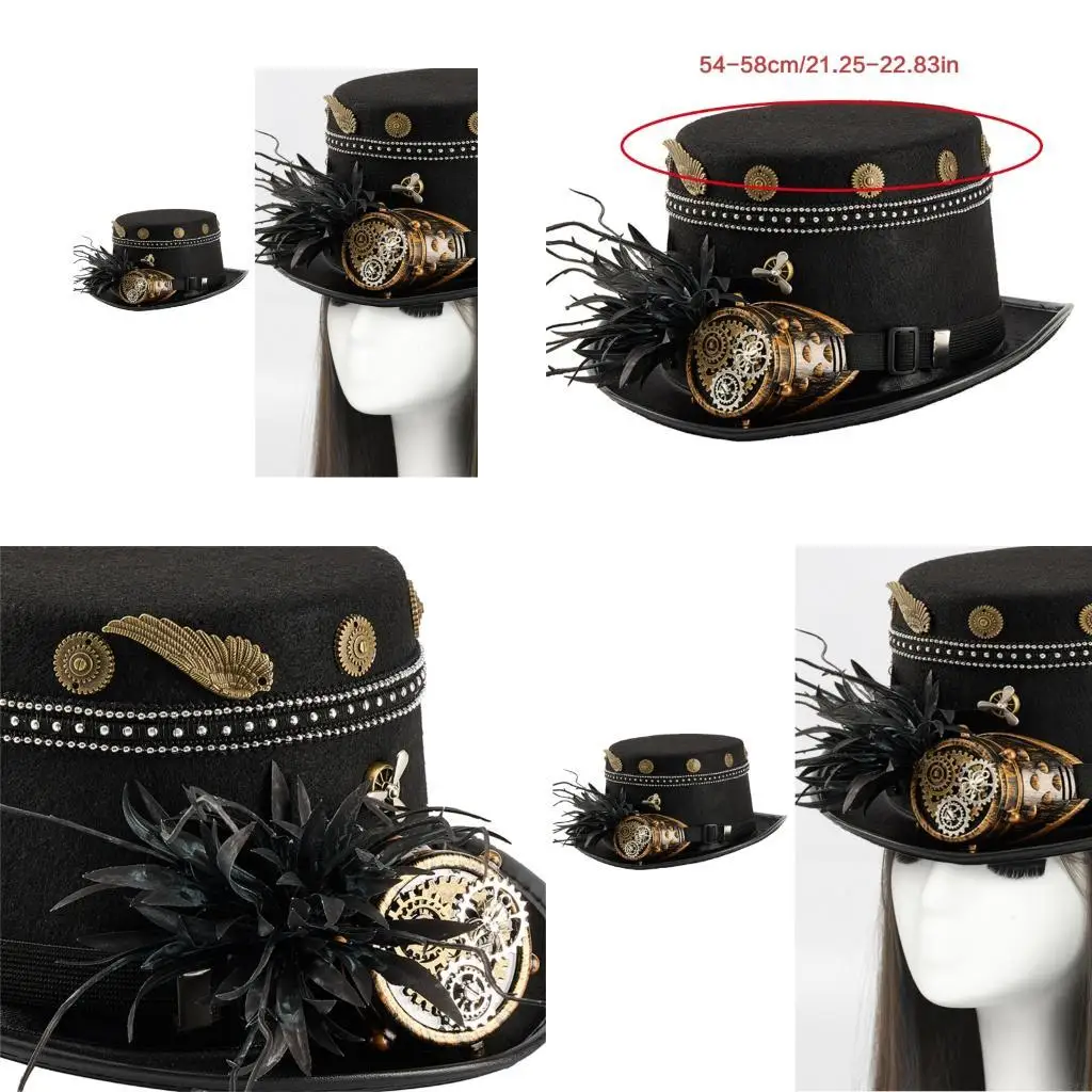 

72XE Gothic Geared Hat Coser Studded Gear Steampunk Mechanical Design For Themed Parties Cosplay Photo Props