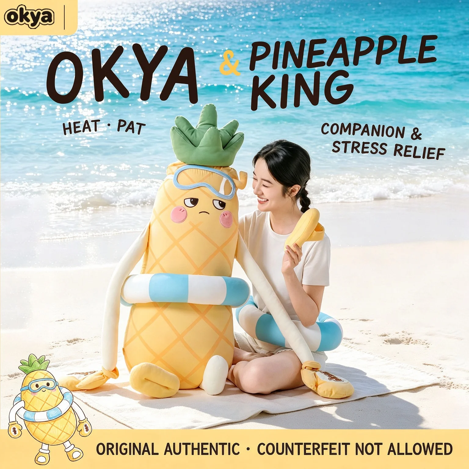 Patting Pillow OKYA Pineapple Sleep Aid Long Plush Cushion for Bedtime Relaxation Christmas Gift