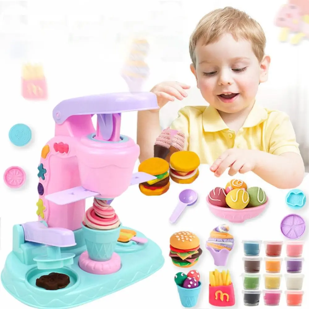 Unique Design DIY Maker Interesting Design Ice Cream Noodles Machine Early Learning Handmade Mold Tool Colored Clay