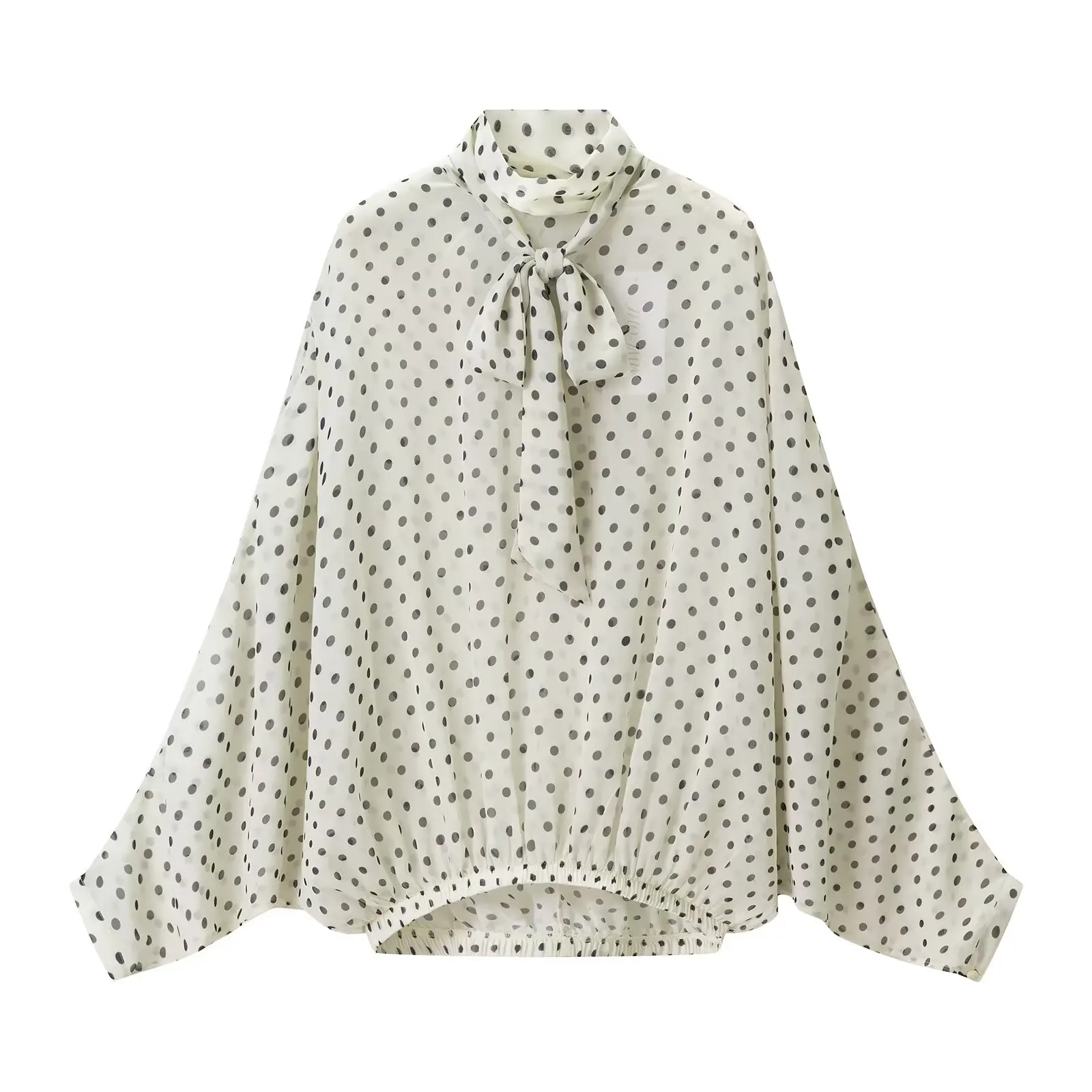 CharmChant Dames Polka Dot Doorschijnend Chiffon Oversized Shirt & Maxi Rok 2-delige set Lente 2026 Retro Elegant Chic Feestoutfits