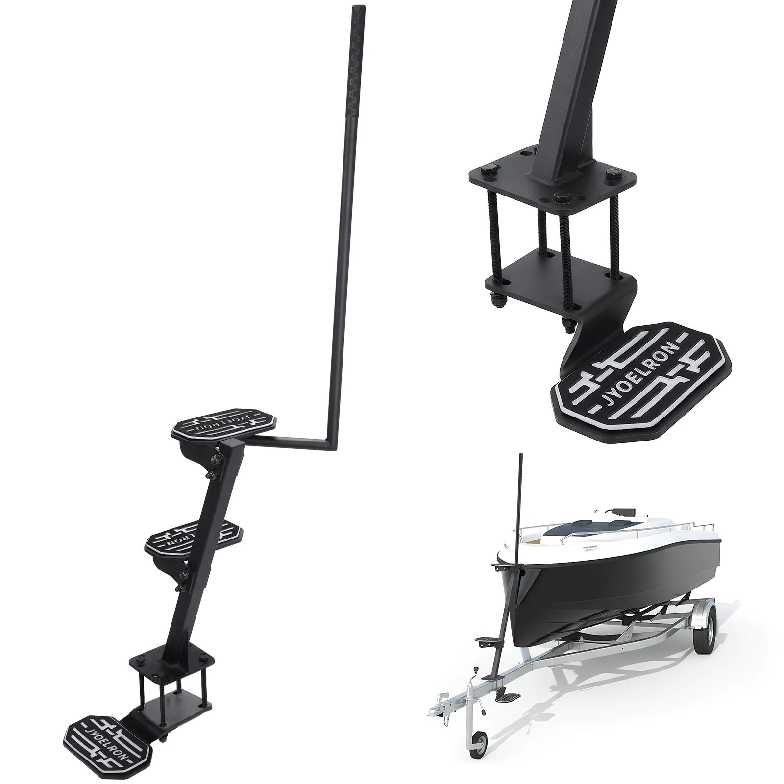 

Усиленная морская лестница для прицепов с поручнями, износостойкая стальная ступенька для лодок, грузоподъемность 450 фунтов, для причаливания и спуска на воду