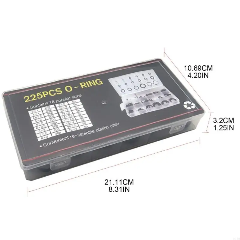 D0AB 225PCS Масляные устойчивые к кольцам прокладка для ремонта автомобилей сантехника