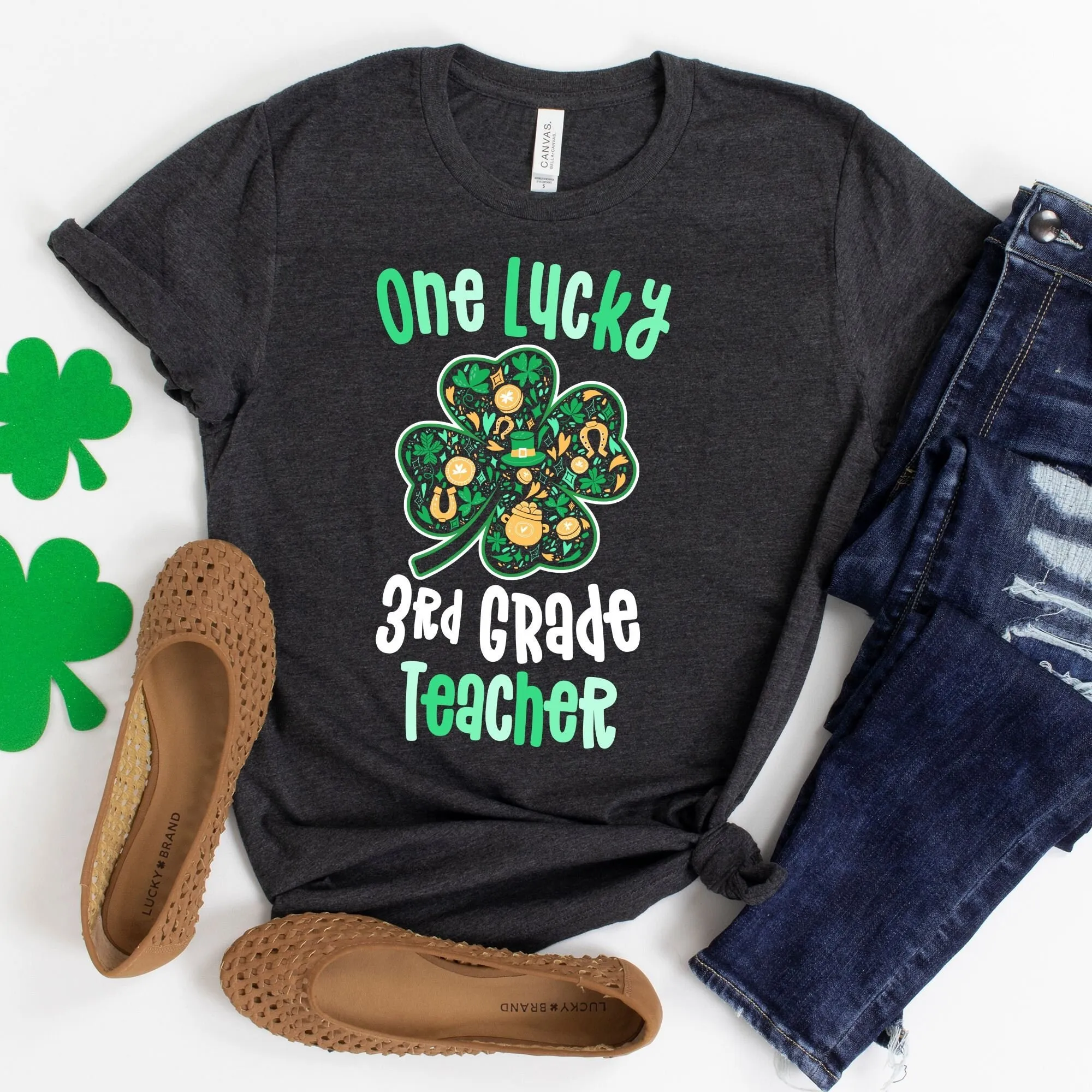 

Футболка учителя третий счастливчик третьего класса St Patricks Appreciation Third Shamrock