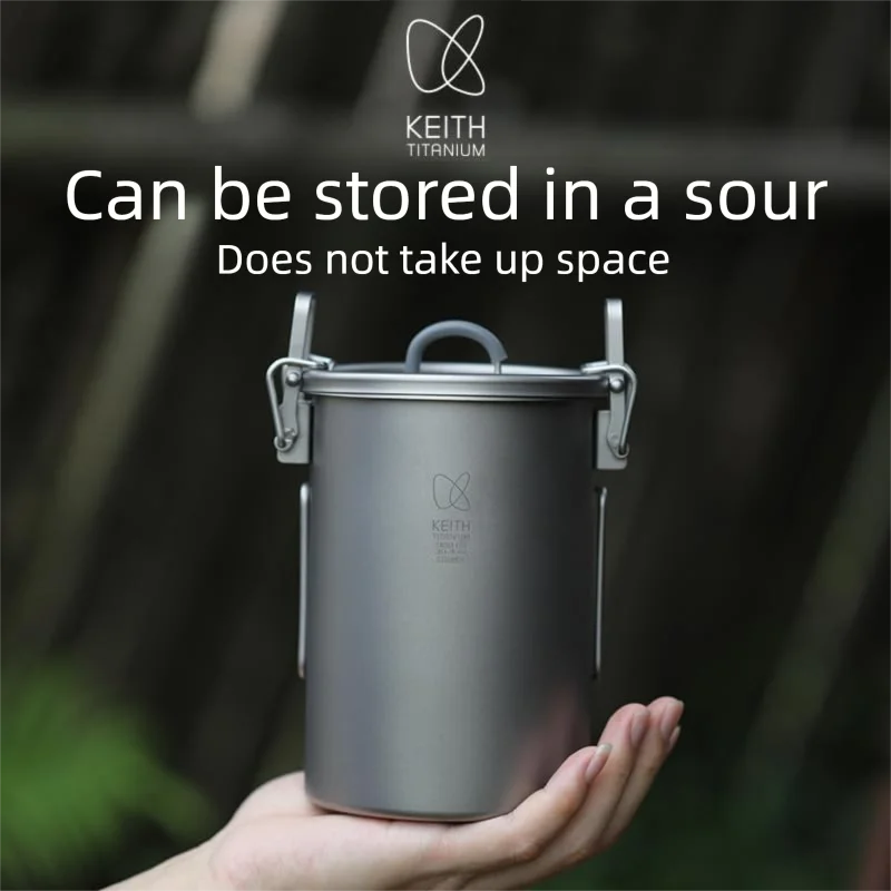 KEITH Pure Titanium Rice Cooker, 900ml Ultralight Portable Cooking Pot, Multi-functional Outdoor Camping Rice Pot for Hiking - view 5