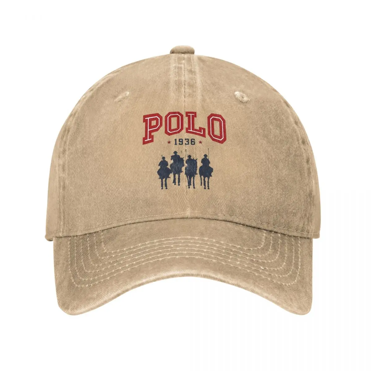 Red POLO EST.1936 Cavaleiros Ride A Horse Impressão Retro Denim Lavado Bonés de Beisebol Homens Cowboy Esporte Chapéus Rock Womens Trucker Cap