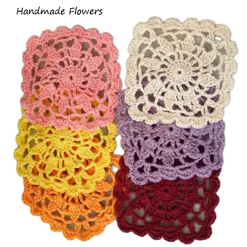 Handmade cotton Crochet placemat coaster kitchen Christmas flower table place mat cloth wedding Table decoration and accessories