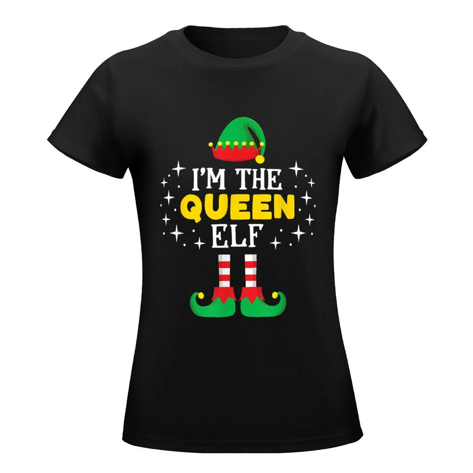 I'm The Queen Elf T Shirt Funny Xmas Family Matching Group T-Shirt vintage clothes plus size tops tshirts for Women