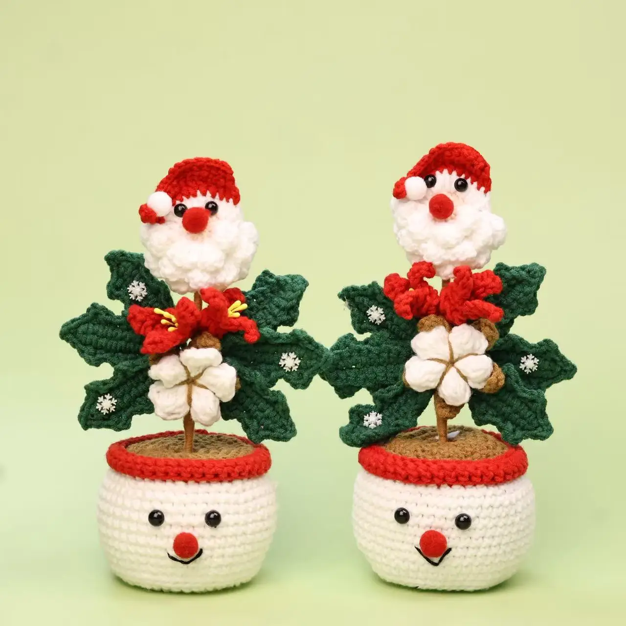 2026 Weihnachts-Häkel-Schneemann im Topf, Kreative Handgewebte Weihnachtspuppe, Tischdekoration, Künstlicher Blumentopf, Geschenk – Detail 1