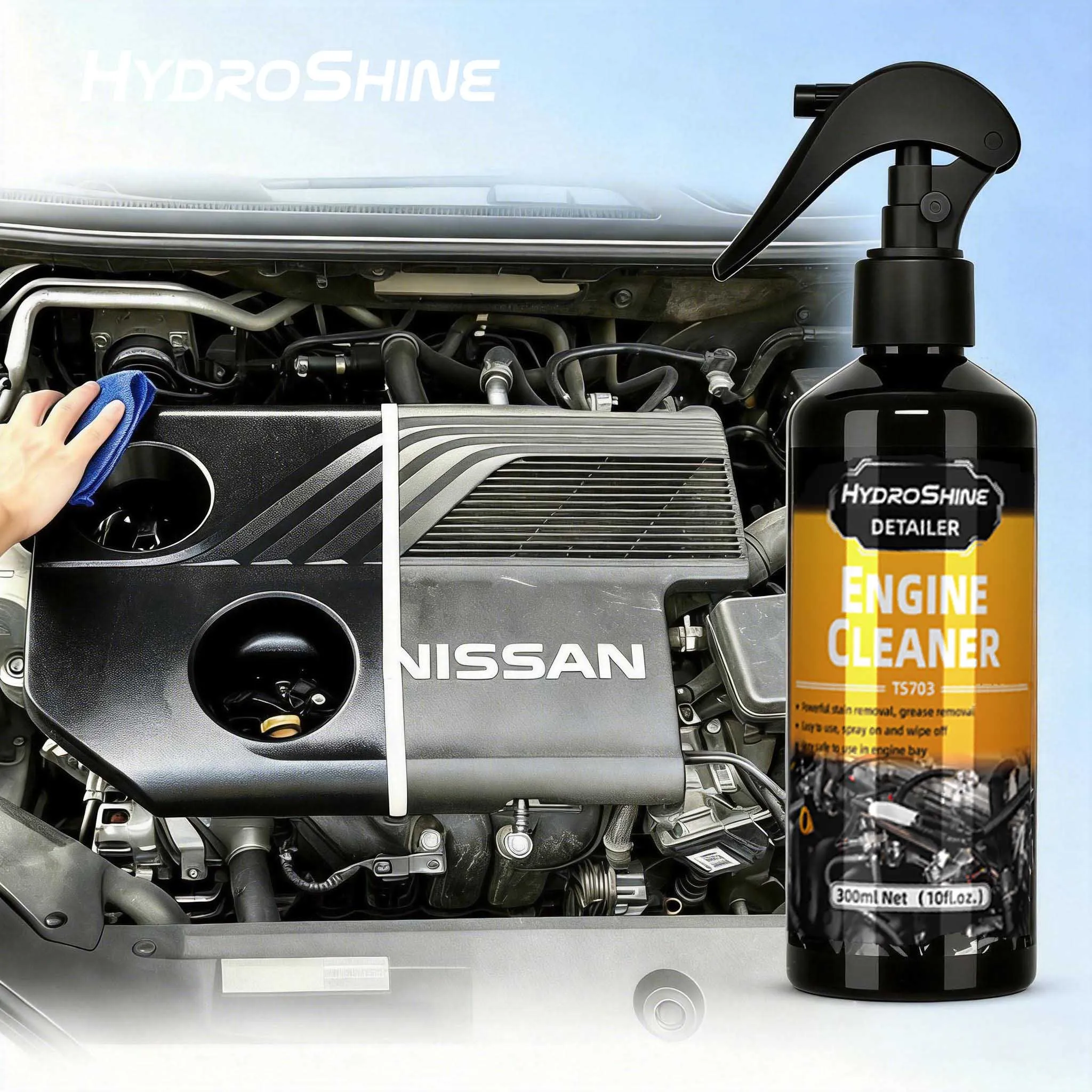 Hydroshine Engine Bay Cleaner Care Powerful Decontamination for Car Engine Compartment Cleaning Tool Heavy Oil Dust Clean Spray
