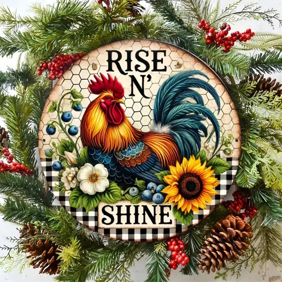 علامة معدنية على شكل عباد الشمس لتزيين الحائط فن حديدي لديكور المنزل من حظيرة الدجاج