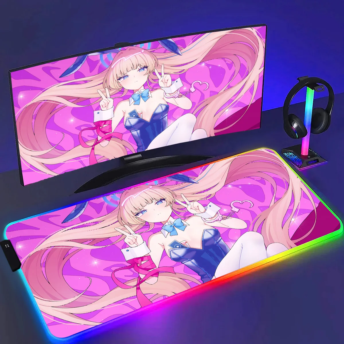 

RGB Hot selling items Blue Archive Asuma Toki Mouse Pad Gamer Japan Desk Pc Cabinet Keyboard Gaming Mats Large Mause Pad Hentai