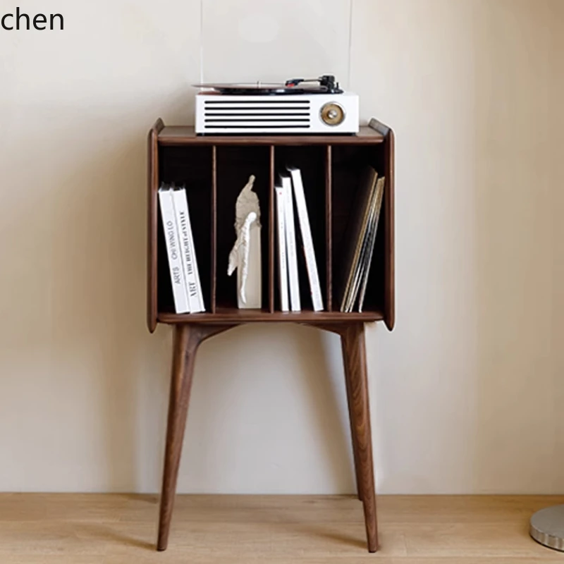 

HTT vinyl record player storage cabinet log living room storage all solid wood storage bookshelf magazine cabinet